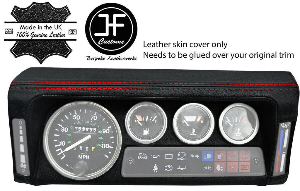 RED STITCH SPEEDO SURROUND TOP GRAIN LEATHER COVER FITS DEFENDER 90 110 83-06