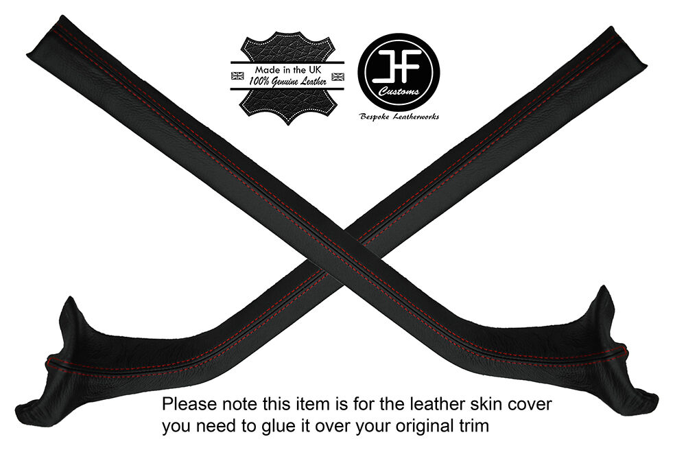 RED STITCH 2X DOOR A PILLAR TRIM LEATHER COVERS FITS DELOREAN DMC-12 81-83