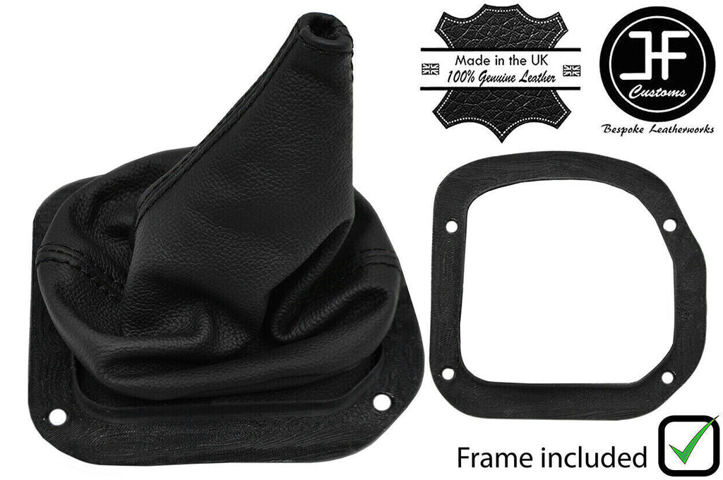 BLACK STITCH LEATHER GEAR GAITER+PLASTIC FRAME FOR FORD PINTO RUNABOUT 71-79