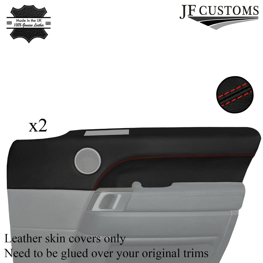 RED STITCH LEATHER 2X FRONT DOOR CARD TRIM COVER FOR RANGE ROVER L494 13-21