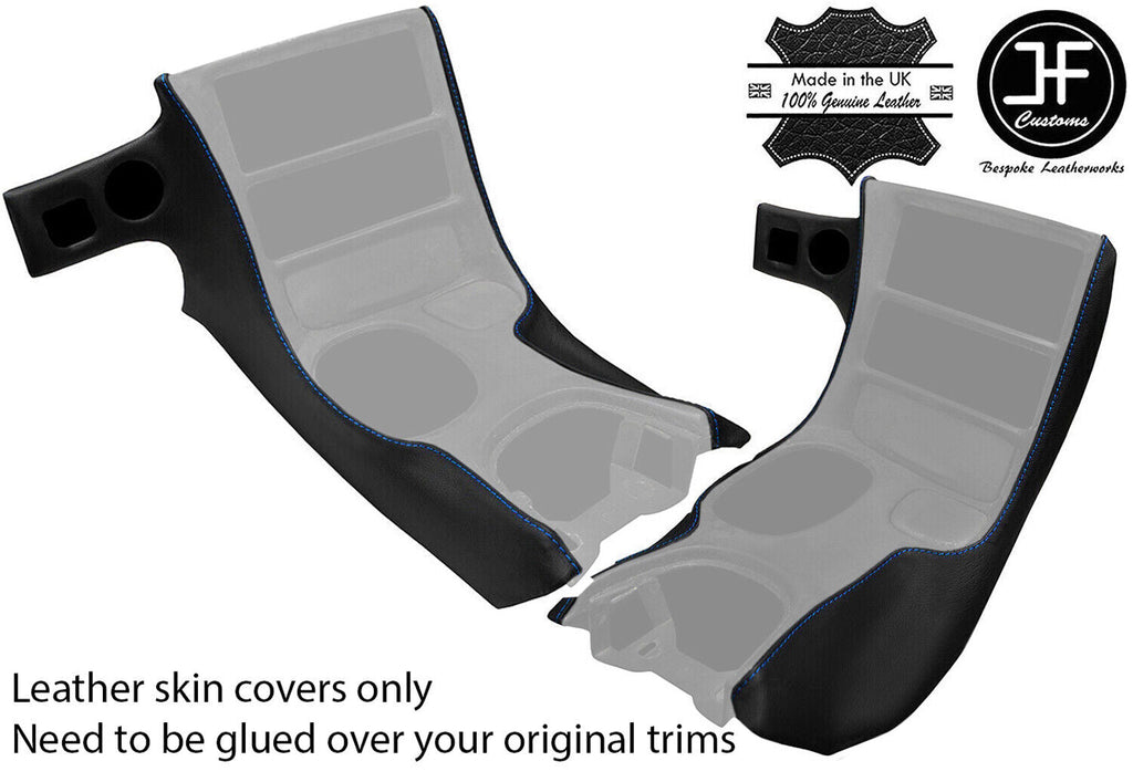 BLUE STITCH SIDE CONSOLE BEZEL SURROUND LEATHER COVERS FOR CORVETTE C5 97-04