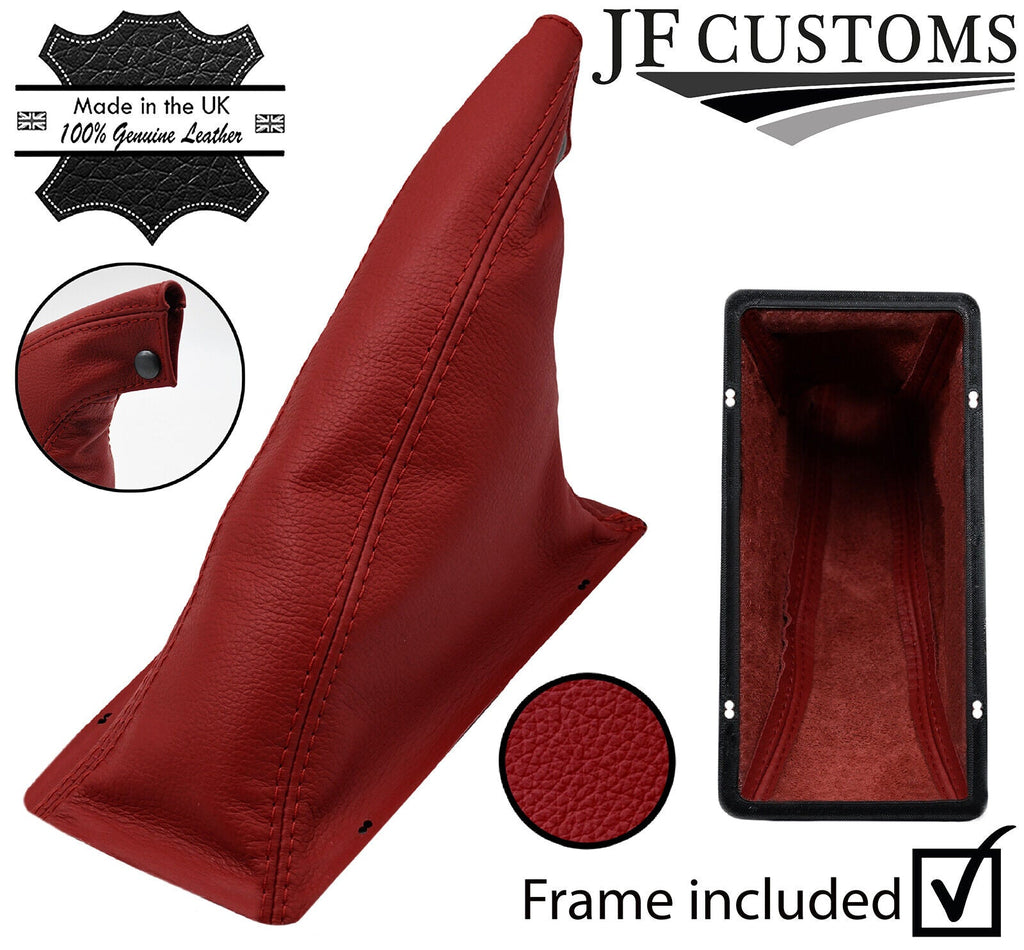 D RED ITALIAN LEATHER HANDBRAKE BOOT+PLASTIC FRAME FITS FORD CAPRI MK3 78-87
