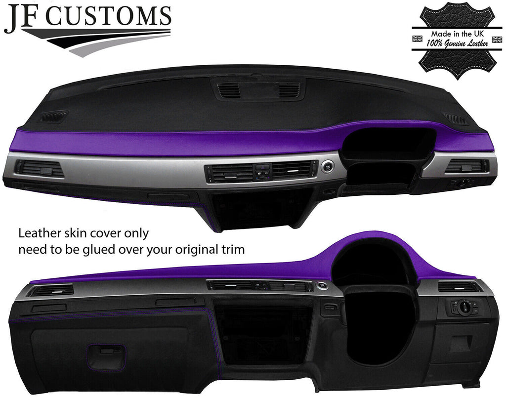 BLACK & PURPLE DASH DASHBOARD LEATHER COVER FOR BMW 3 SERIES E90 E91 E92 E93