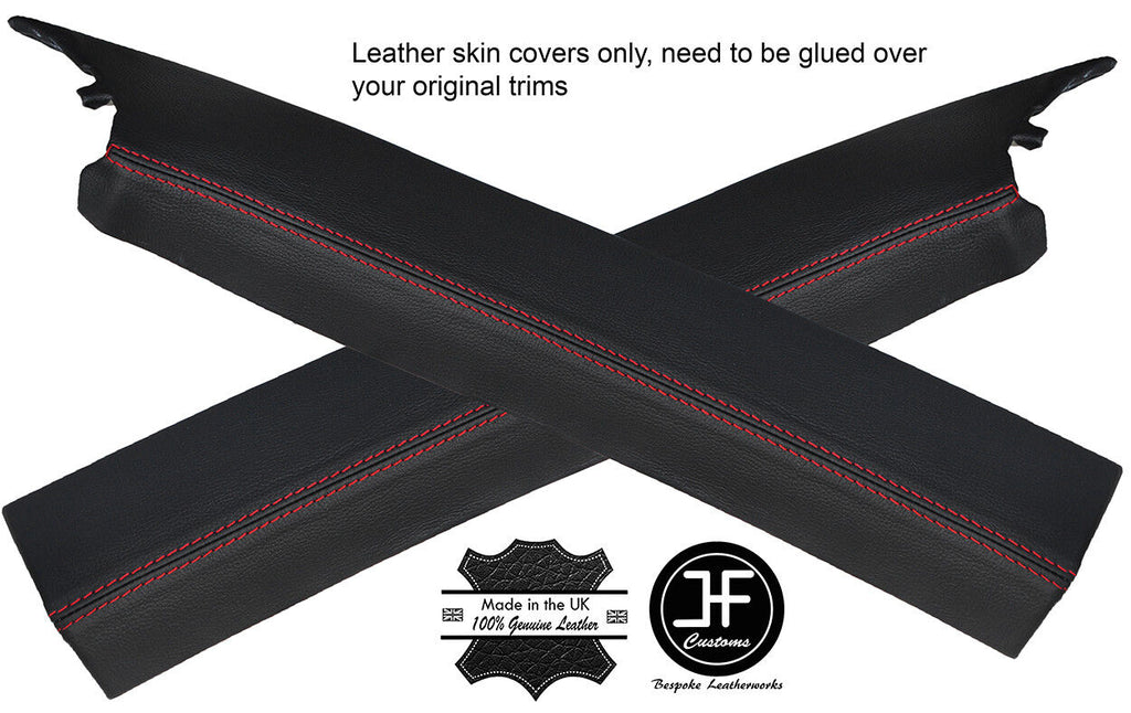 RED STITCHING 2X A PILLAR REAL LEATHER COVERS FITS PEUGEOT RCZ 2010-2016