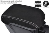 WHITE STITCH ARMREST LID SUEDE COVER FOR MITSUBISHI LANCER EVO 10 X 2008-2016