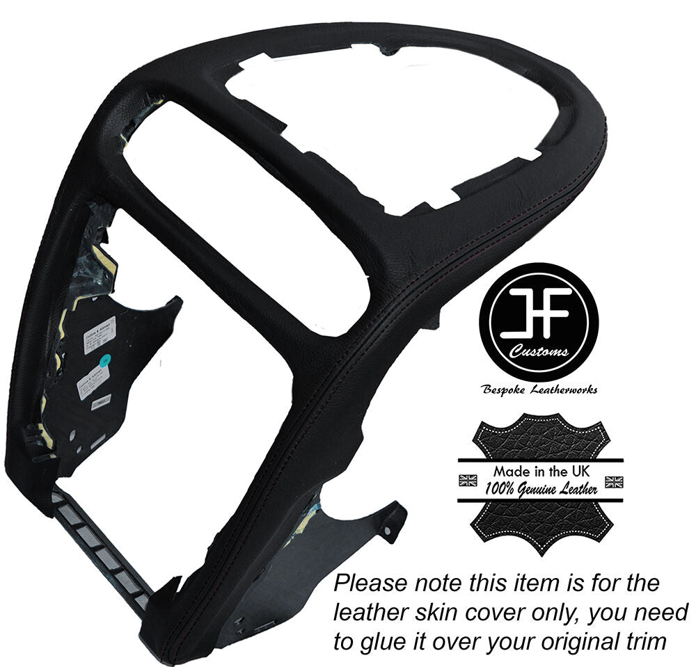 BLACK STITCH CENTRE DASH TRIM PANEL LEATHER COVER FITS PORSCHE CAYENNE 02-10