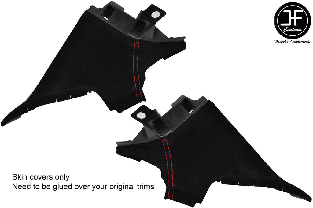 RED STITCH 2X QUARTER C PILLAR SUEDE COVER FOR TOYOTA GT86 SUBARU BRZ 12-19