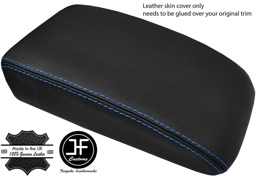 BLUE STITCH TOP GRAIN LEATHER ARMREST LID COVER FOR VW GOLF MK7 VII 2013-2018