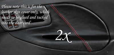 RED STITCH FITS SUBARU IMPREZA 92-98 2X FRONT DOOR CARD INSERT LEATHER COVERS