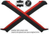 BLACK & RED 2X A POST PILLAR REAL LEATHER COVERS FITS DATSUN 280ZX 1979-1981