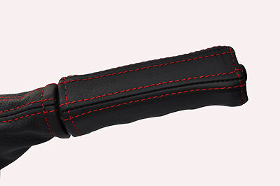 red stitch FITS LAND ROVER DEFENDER LEATHER HANDBRAKE HANDLE COVER ONLY