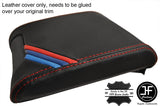 RED STITCH TRI  STRIPES SLIDING ARMREST REAL LEATHER COVER FITS BMW E39 96-03