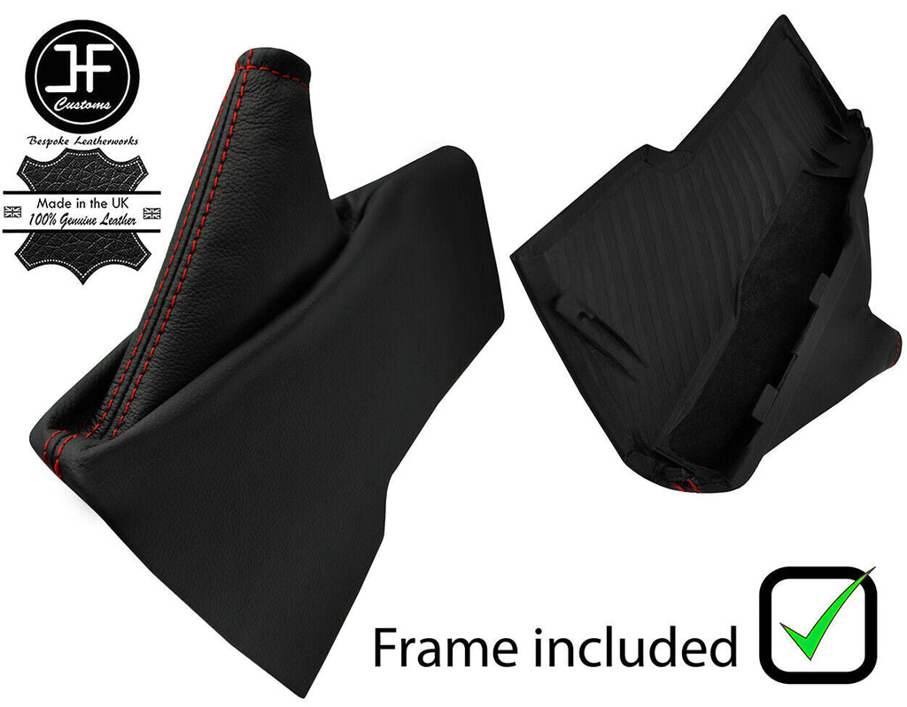 RED STITCH REAL LEATHER HANDBRAKE GAITER+PLASTIC FRAME FOR SUBARU BRZ 12-19