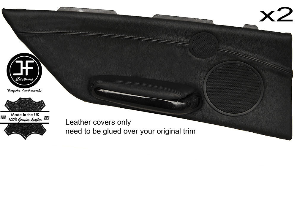 BLACK STITCH 2X REAR DOOR CARD TRIM LEATHER COVER FOR BMW E46 CONVERTIBLE 98-05