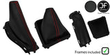 RED STITCH CARBON VINYL MANUAL GAITER SET + FRAME FOR FORD FOCUS 2005-2008