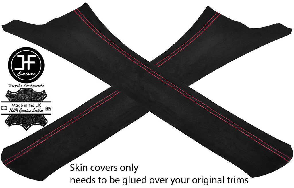 RED STITCH 2X A PILLAR REAL SUEDE COVERS FOR MERCEDES GL CLASS X166 2012-2018