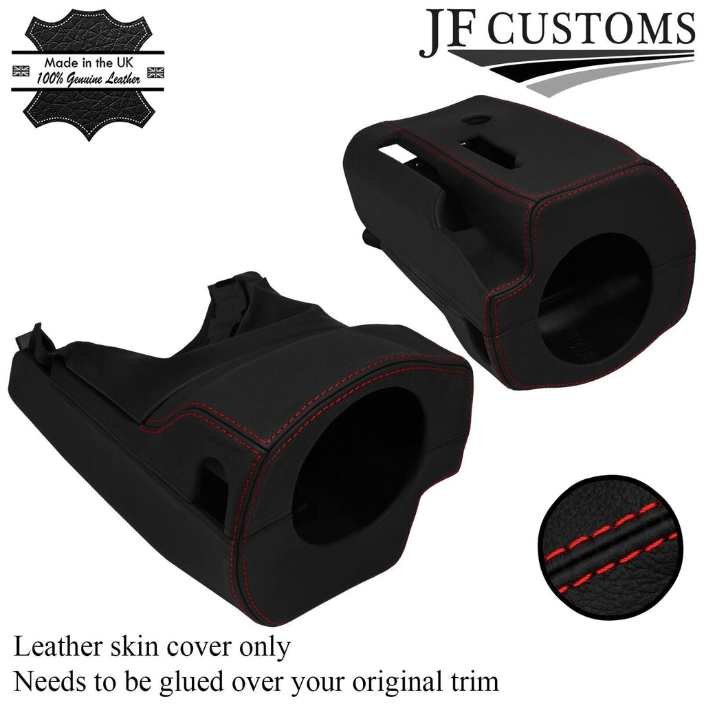 FITS FORD MUSTANG 15-21 RED STITCH STEERING SHROUD COLUMN LEATHER COVER