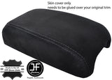 BLACK STITCHING REAL SUEDE ARMREST LID COVER FITS MITSUBISHI ASX 2010-2017