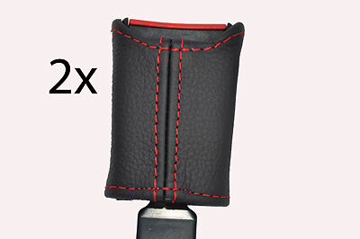 red stitch FITS PEUGEOT 106 1991-2004 FRONT SEAT BELT STALK LEATHER COVERS
