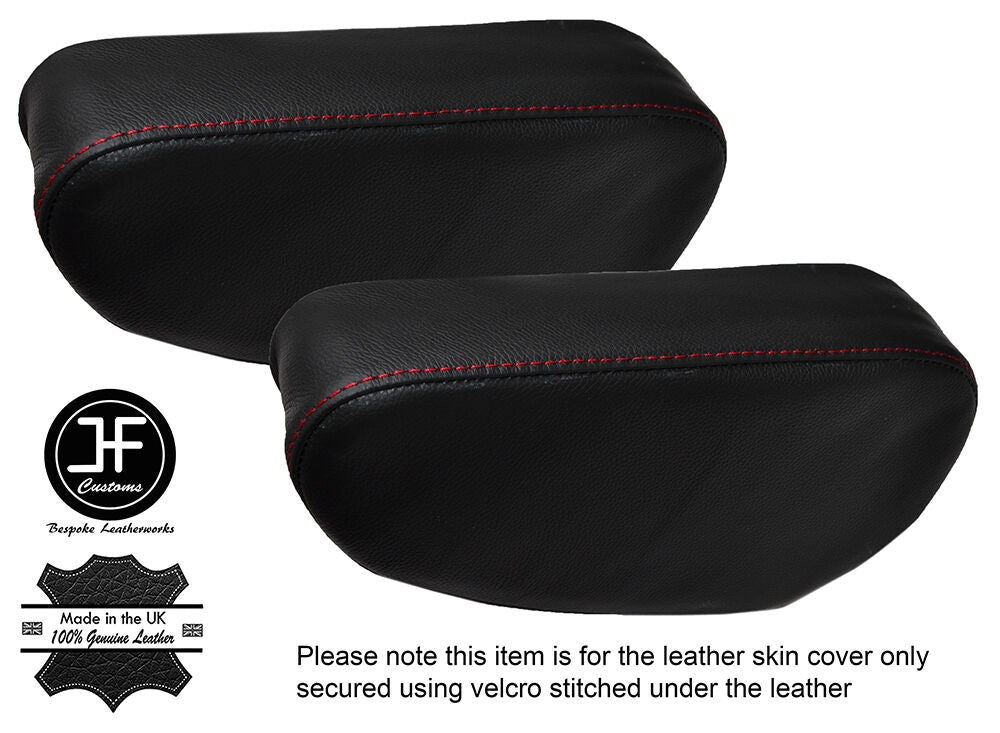 RED STITCH 2X SEAT ARMREST LEATHER COVERS FITS MITSUBISHI PAJERO SHOGUN 90-01