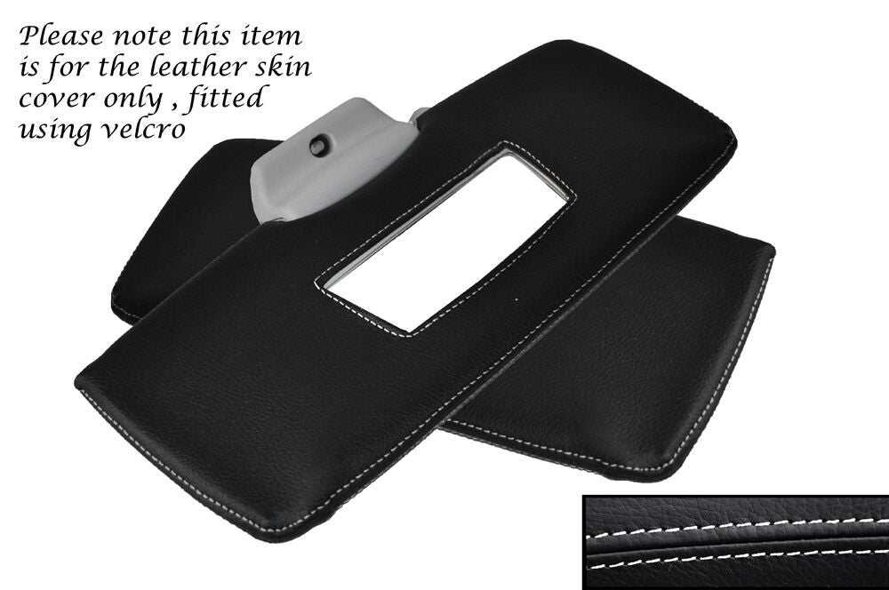 WHITE STITCHING 2X SUN VISORS LEATHER SKIN COVERS FITS SMART FORTWO 451 07-14