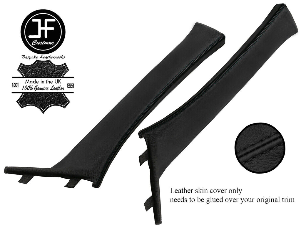 BLACK STITCH 2X A PILLAR REAL LEATHER COVERS FOR BMW 1 SERIES F20 F21 11-19