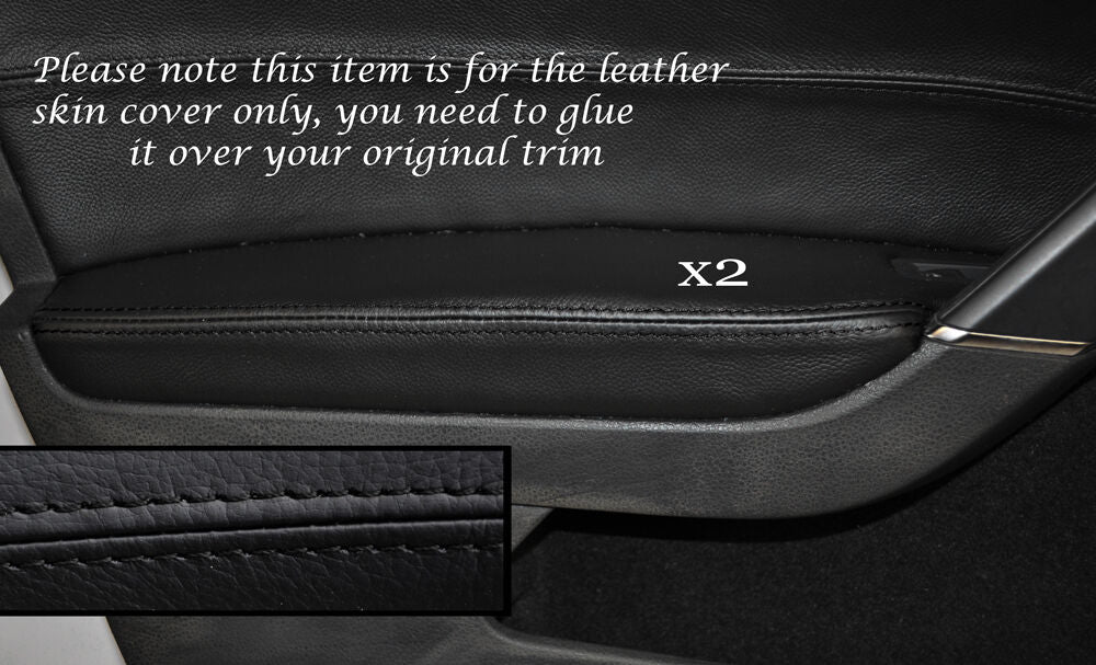 BLACK STITCH 2X FRONT DOOR ARMREST SKIN COVERS FITS VW GOLF MK7 VII JETTA 13+
