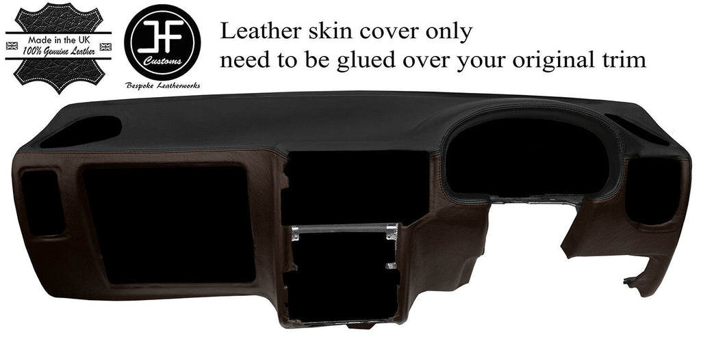 BLACK & BROWN 2 TONE LEATHER DASH DASHBOARD COVER FITS VW CADDY VAN MK2 95-03