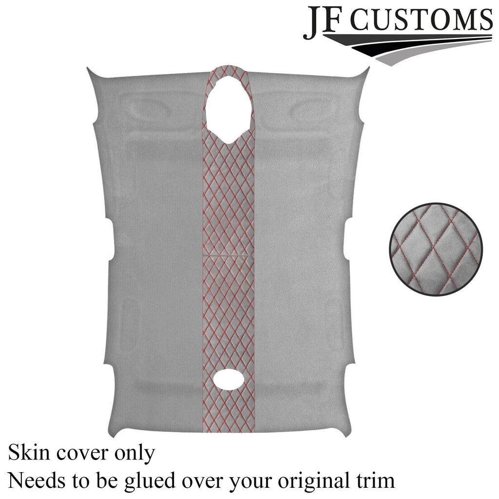 DSG2 RED DIAMOND STITCH L GREY LUXE SUEDE HEADLINER COVER FOR ROVER 75 99-05