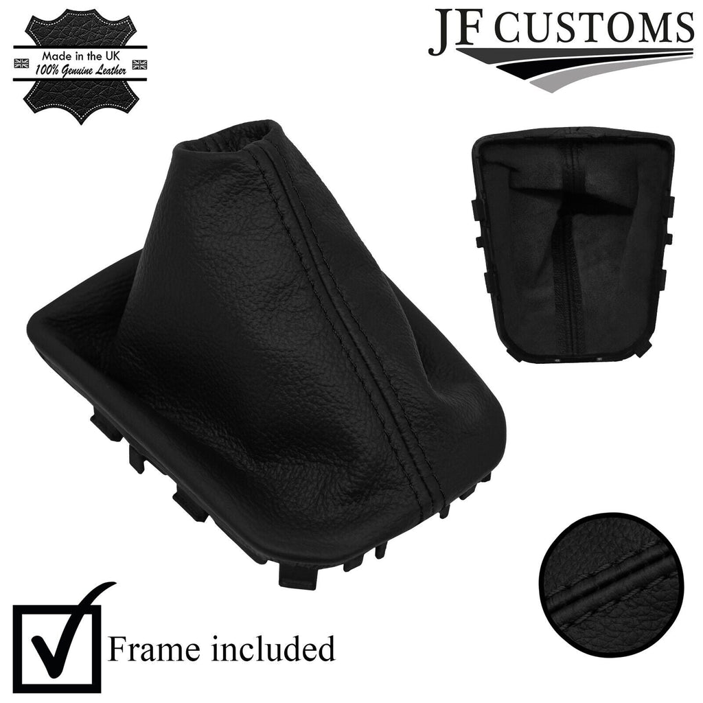 BLACK STITCH LEATHER GEAR COVER + PLASTIC FRAME FOR SEAT IBIZA MK5 V 17-20