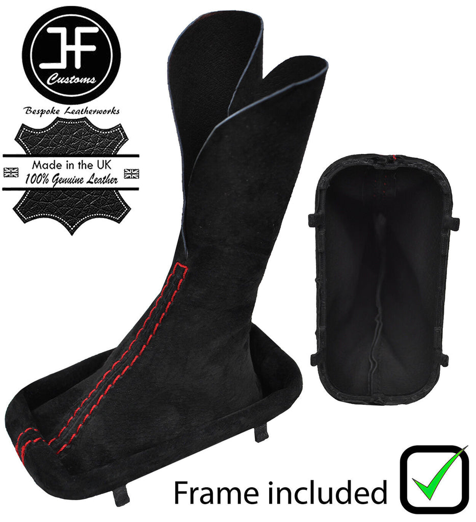 RED STITCH REAL SUEDE AUTOMATIC GEAR GAITER+FRAME FOR RANGE ROVER VOGUE 02-11