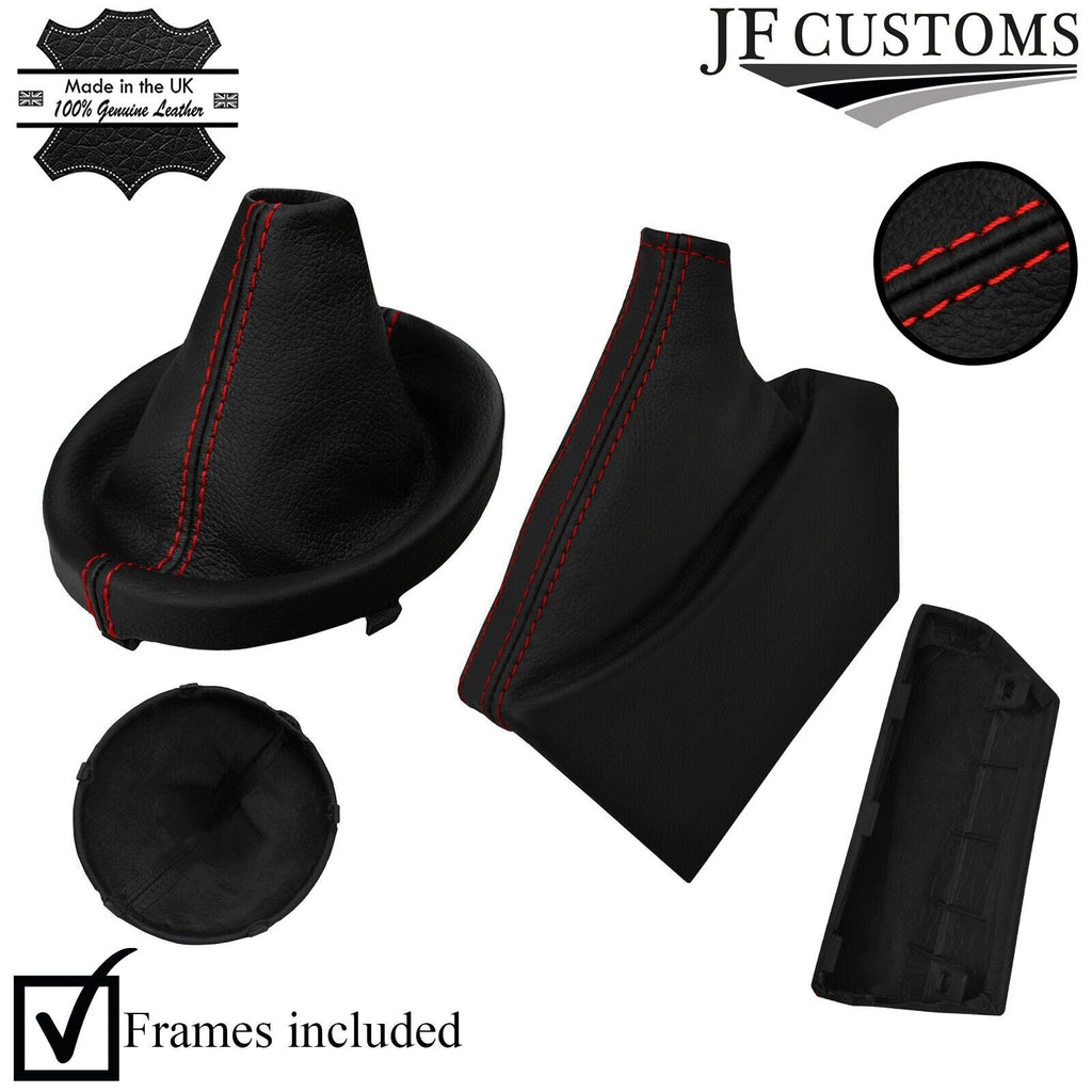 RED STITCH LEATHER GAITER SET+PLASTIC FRAMES FOR SUBARU IMPREZA WRX STI 15-18