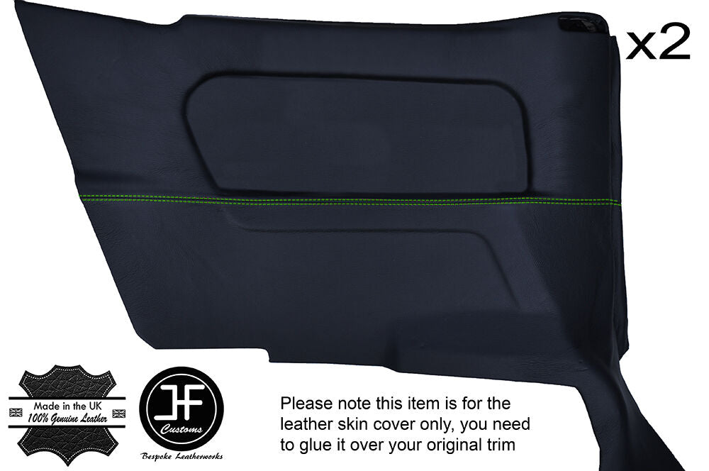GREEN STITCH 2X REAR FULL DOOR CARD COVERS FITS BMW E30 84-93 CONVERTIBLE