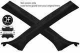 BLACK STITCH 2X A PILLAR SUEDE COVERS FOR BMW 3 E46 CONVERTIBLE 98-05 STYLE 2