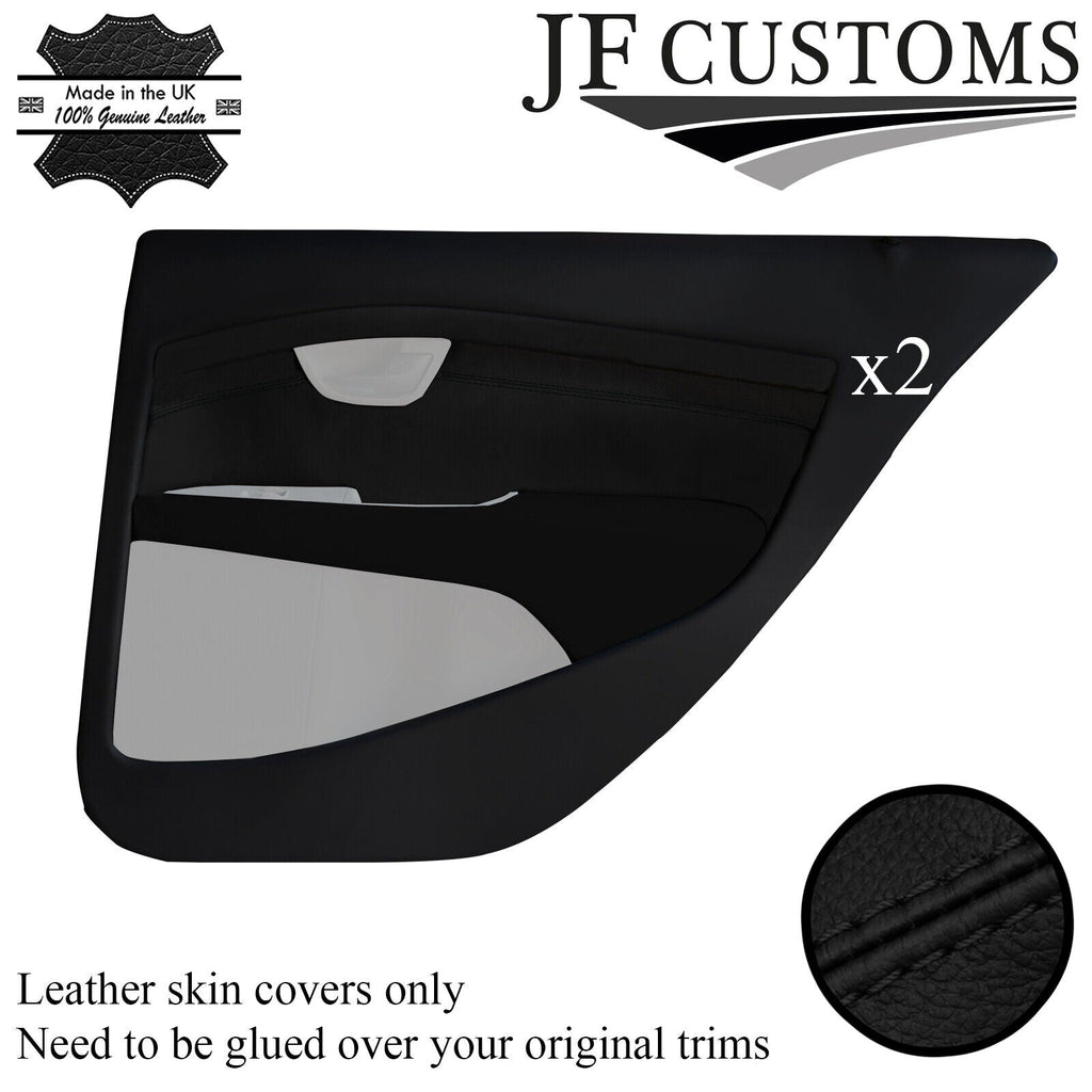 BLACK STITCH ITALIAN LEATHER 2X REAR DOOR CARD TRIM COVER FOR VOLVO S80 07-16