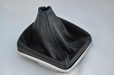 FITS FIAT GRANDE PUNTO 06-10  blue stitch LEATHER GEAR GAITER CUSTOM NEW