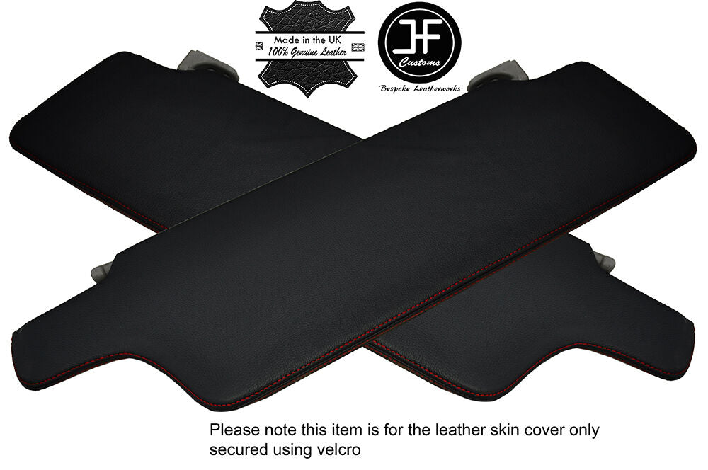 RED STITCH 2X SUN VISORS LEATHER COVERS FITS VW LT35 LT 35 VAN 96-06 CUSTOM NEW