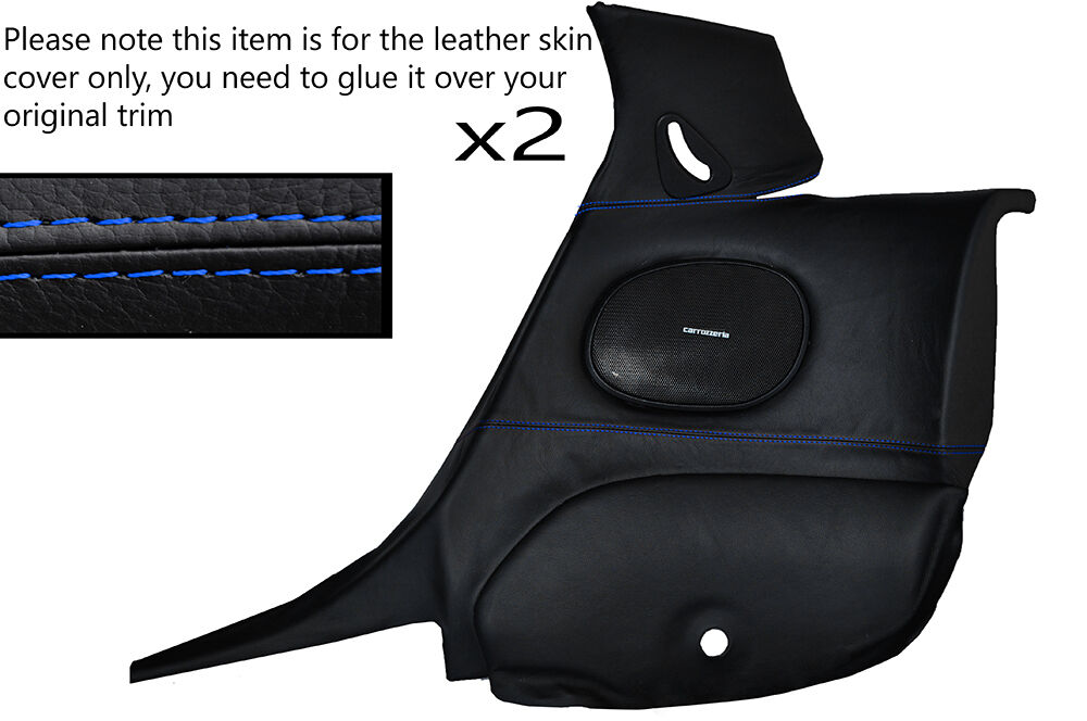 BLUE STITCH 2X REAR DOOR CARDS LEATHER SKIN COVERS FITS MAZDA RX7 FD3S 92-02