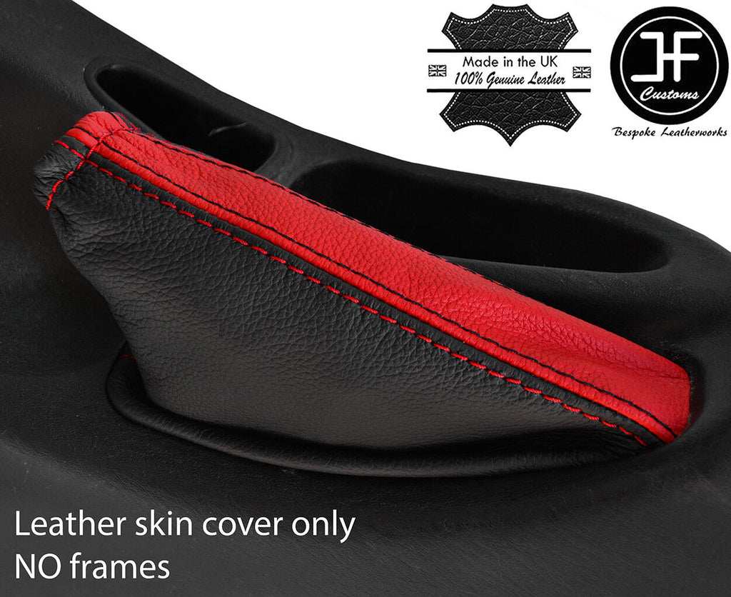 BLACK & RED STRIPE TOP GRAIN LEATHER HANDBRAKE GAITER FOR HYUNDAI COUPE 96-01