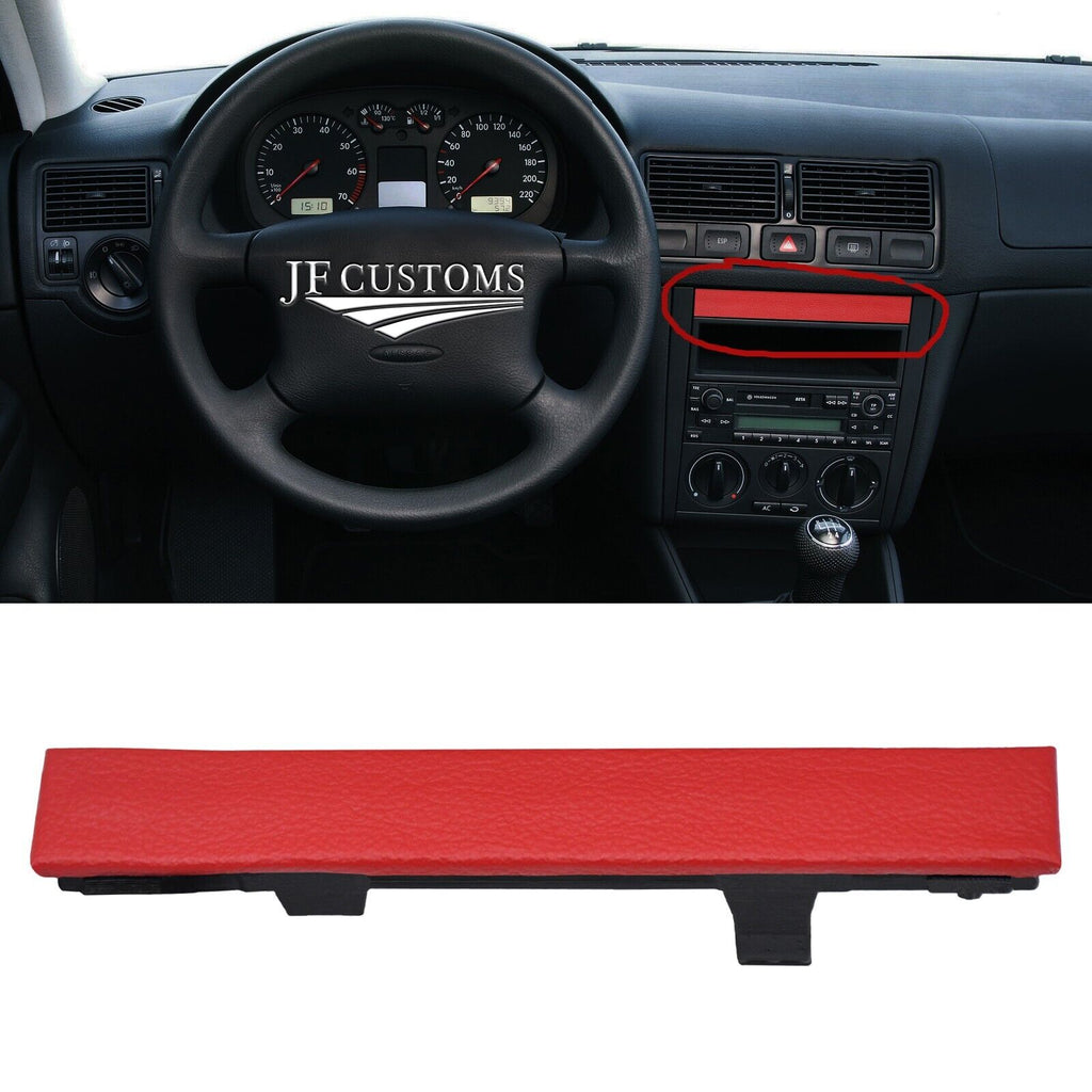 RED LEATHER CUP HOLDER BLANK TRIM COVER + FRAME FITS VW GOLF MK4 98-05