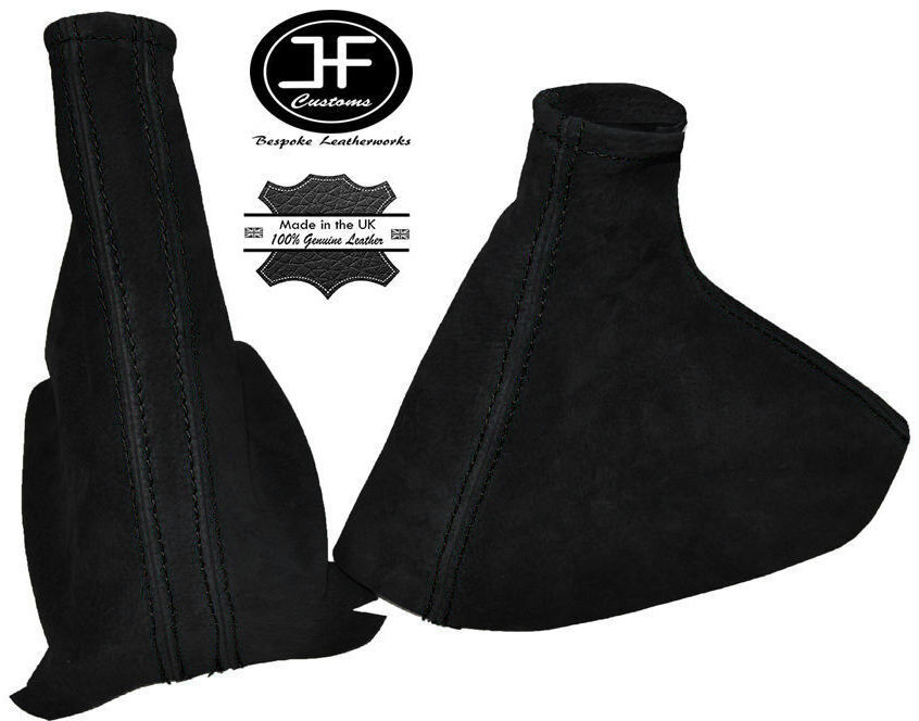BLACK STITCHING FITS CORSA C 2000-2006 GEAR & HANDBRAKE GAITER SET PU SUEDE