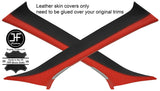 BLACK & RED REAL LEATHER 2X A PILLAR  COVERS FITS RANGE ROVER EVOQUE 11-18