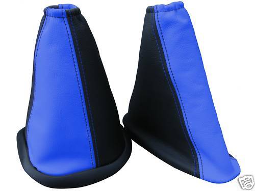 FITS FORD FIESTA MK5 GEAR HANDBRAKE BOOTS R BLUE BLACK CUSTOM NEW MADE IN UK
