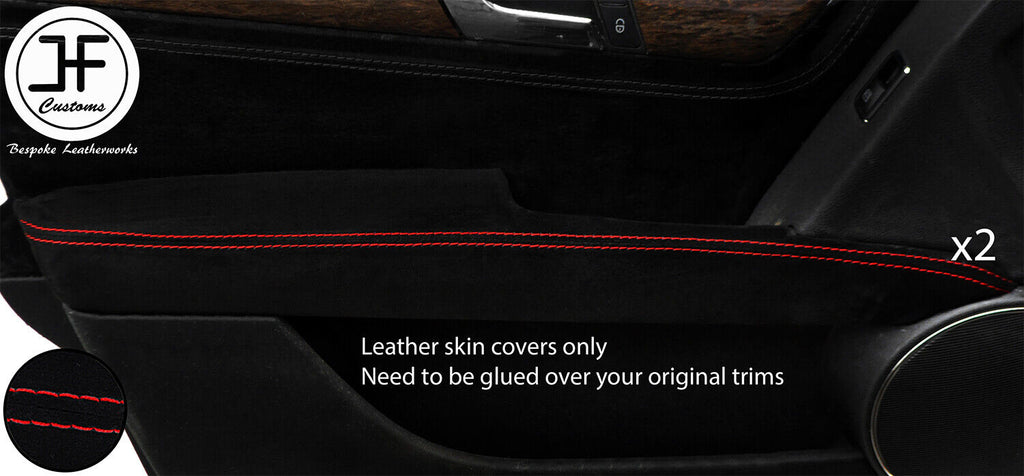 RED STITCH 2X FRONT DOOR ARMREST SUEDE COVER FOR MERCEDES C CLASS W204 07-14