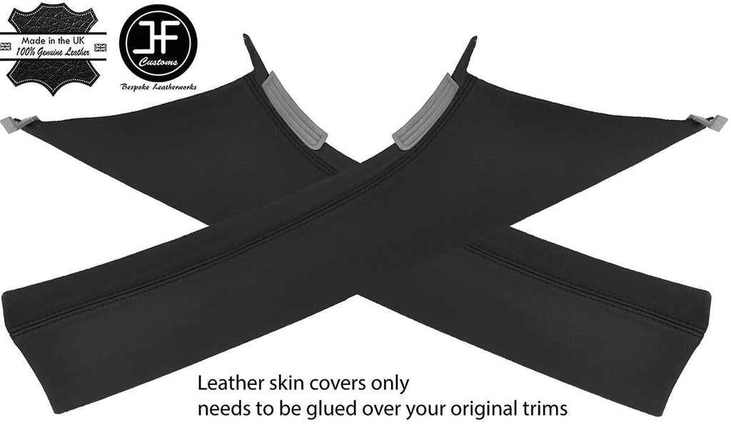 BLACK STITCH 2X A PILLAR LEATHER COVERS FOR VW T5 TRANSPORTER CARAVELLE STYLE 2