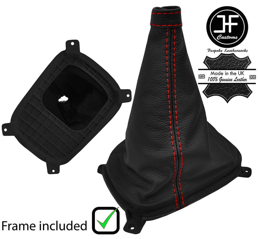 RED STITCH LEATHER MANUAL GEAR GAITER+PLASTIC FRAME FITS KIA SPORTAGE 04-10