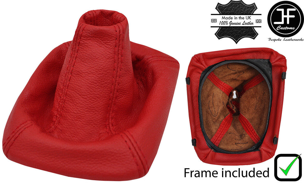 RED REAL LEATHER GEAR GAITER+PLASTIC FRAME FOR MITSUBISHI GTO 3000GT 89-01