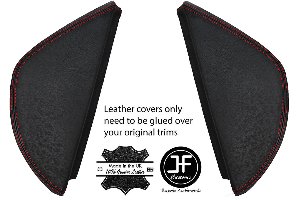 RED STITCHING 2X DASH END SIDE TRIM COVERS FITS VW T5 TRANSPORTER 2003-2011