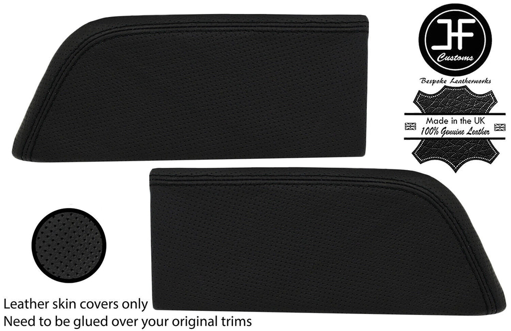 BLACK STITCH 2X REAR SPEAKER PERFORATED LEATHER COVERS FITS NISSAN 300ZX Z32