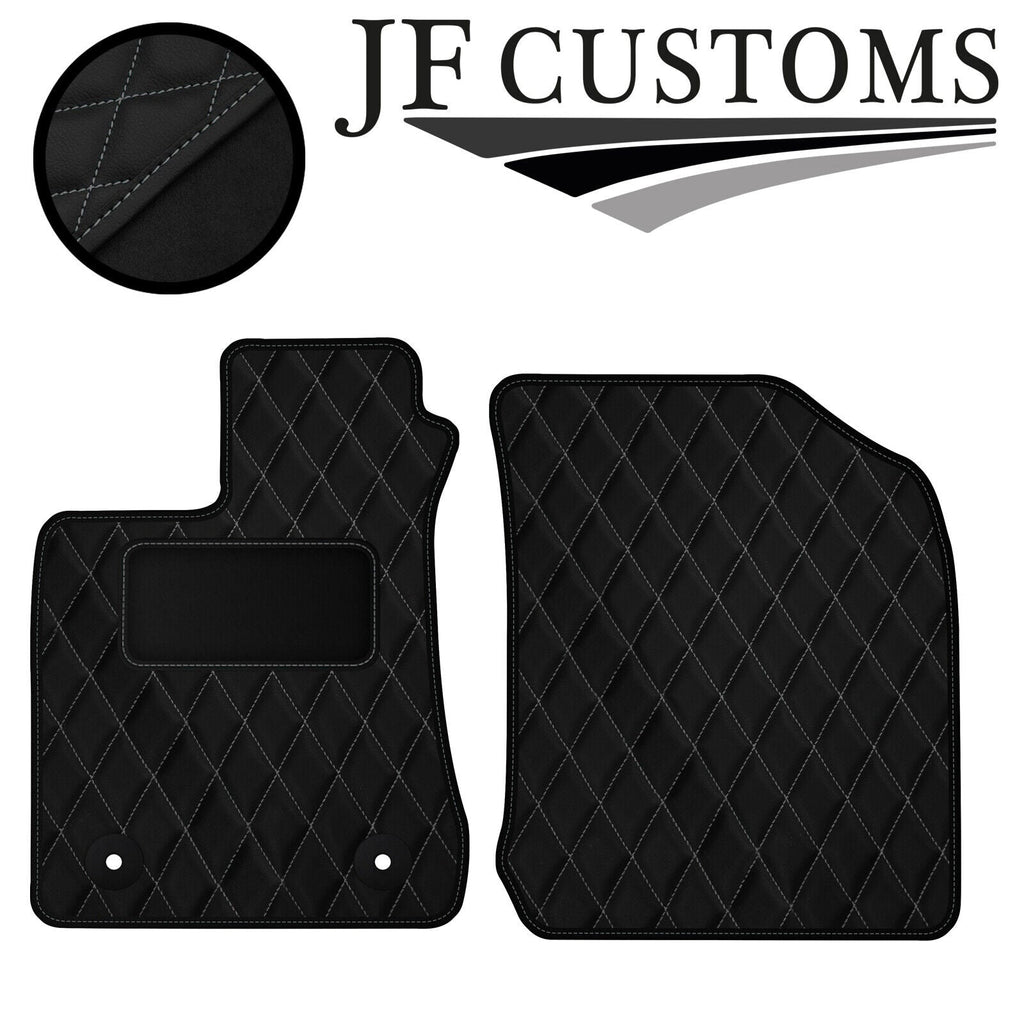 GREY DIAMOND STITCH VINYL 2X TAILORED FLOOR CARPET FOR TOYOTA HILUX 11-17 JF1